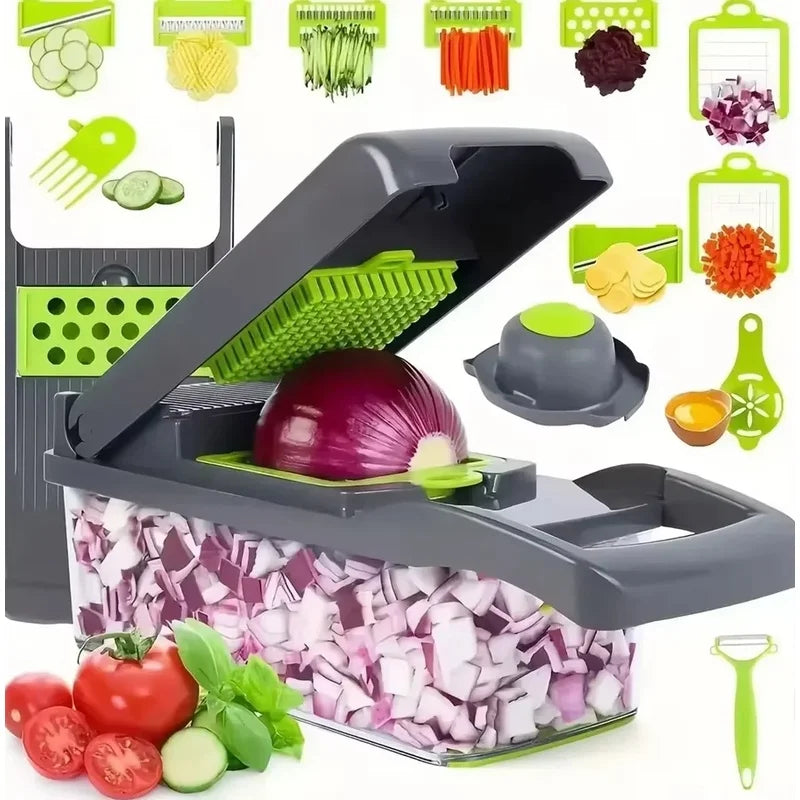 zspecial ®16-in-1 Vegetable Chopper Cutter & Mandoline Slicer with Container | Kitchen Gadget Pakistan