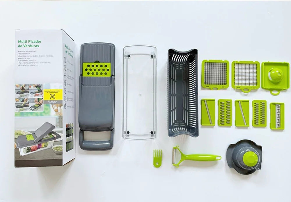 zspecial ®16-in-1 Vegetable Chopper Cutter & Mandoline Slicer with Container | Kitchen Gadget Pakistan