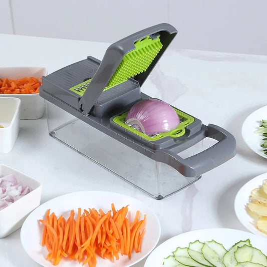 zspecial ®16-in-1 Vegetable Chopper Cutter & Mandoline Slicer with Container | Kitchen Gadget Pakistan