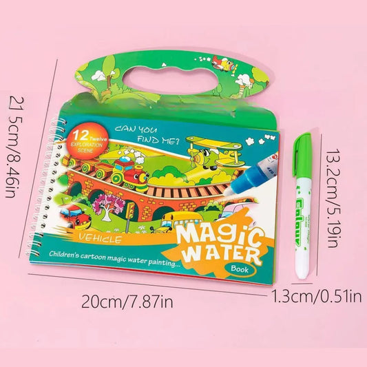 zspecial(®) Magical Water Painting Book for Kids – Reusable Water Drawing Coloring Book | Montessori Early Learning Toddler Educational Toys for Children